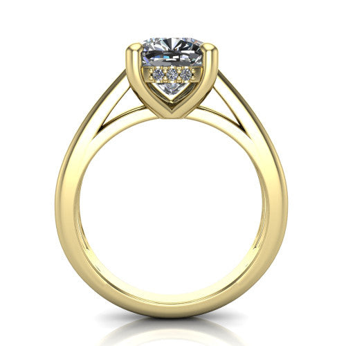 Julia Cushion Shape Hidden Halo Engagement Ring in 14K Yellow Gold