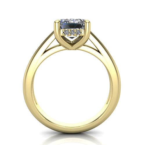 Julia Emerald Shape Hidden Halo Engagement Ring in 14K Yellow Gold