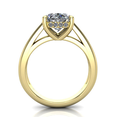 Julia Oval Shape Hidden Halo Engagement Ring in 14K Yellow Gold