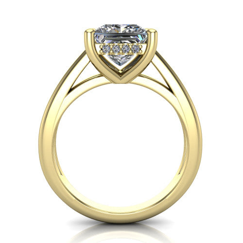 Julia Princess Shape Hidden Halo Engagement Ring in 14K Yellow Gold