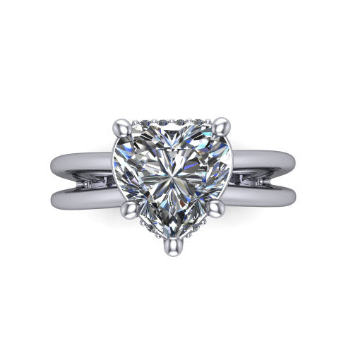 Julia Heart Shape Hidden Halo Engagement Ring in Platinum