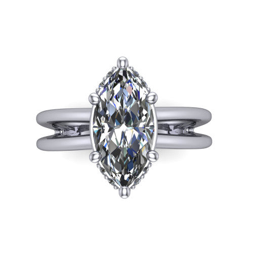 Julia Marquise Shape Hidden Halo Engagement Ring in Platinum