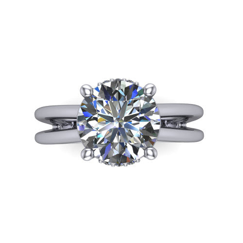 Julia Round Shape Hidden Halo Engagement Ring in Platinum