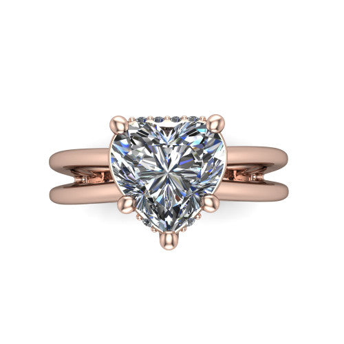 Julia Heart Shape Hidden Halo Engagement Ring in 14K Rose Gold