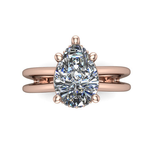 Julia Pear Shape Hidden Halo Engagement Ring in 18K Rose Gold