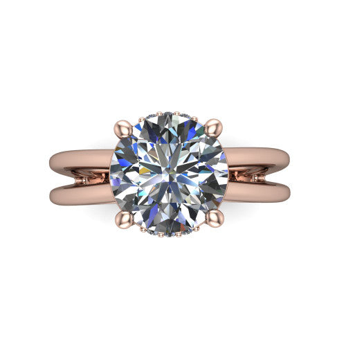 Julia Round Shape Hidden Halo Engagement Ring in 14K Rose Gold