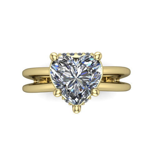 Julia Heart Shape Hidden Halo Engagement Ring in 14K Yellow Gold