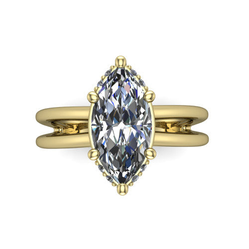 Julia Marquise Shape Hidden Halo Engagement Ring in 14K Yellow Gold