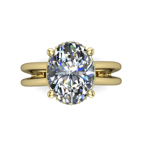 Julia Oval Shape Hidden Halo Engagement Ring in 14K Yellow Gold