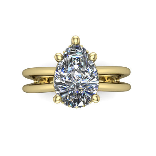 Julia Pear Shape Hidden Halo Engagement Ring in 18K Yellow Gold
