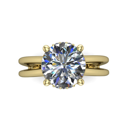 Julia Round Shape Hidden Halo Engagement Ring in 14K Yellow Gold