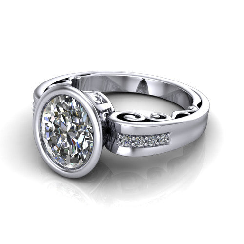 Arya Oval Shape Solitaire Engagement Ring in 14K White Gold