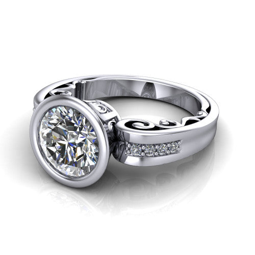 Arya Round Shape Solitaire Engagement Ring in 18K White Gold