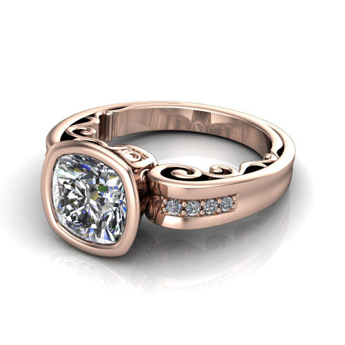 Arya Cushion Shape Solitaire Engagement Ring in 18K Rose Gold