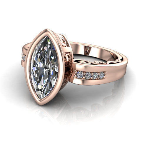 Arya Marquise Shape Solitaire Engagement Ring in 18K Rose Gold