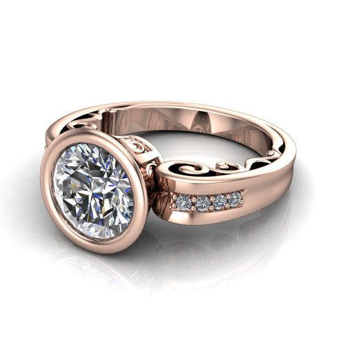 Arya Round Shape Solitaire Engagement Ring in 14K Rose Gold