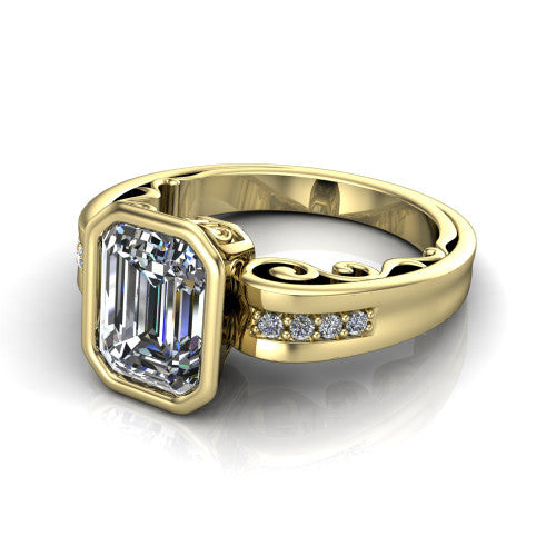 Arya Emerald Shape Solitaire Engagement Ring in 14K Yellow Gold