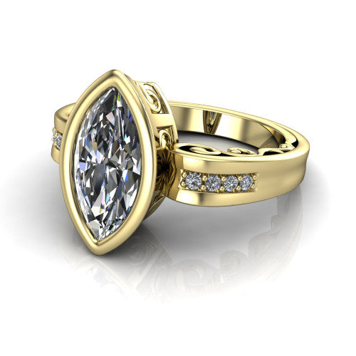Arya Marquise Shape Solitaire Engagement Ring in 14K Yellow Gold