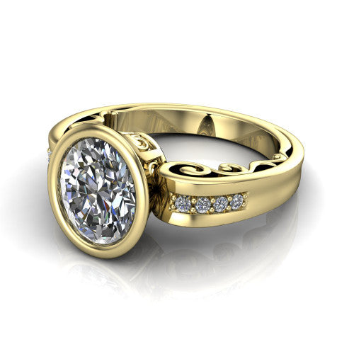 Arya Oval Shape Solitaire Engagement Ring in 14K Yellow Gold