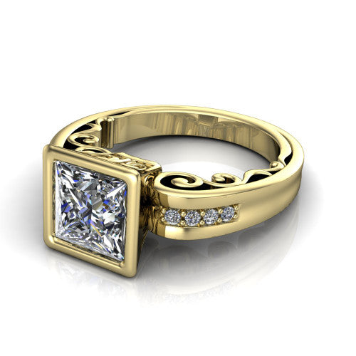 Arya Princess Shape Solitaire Engagement Ring in 18K Yellow Gold