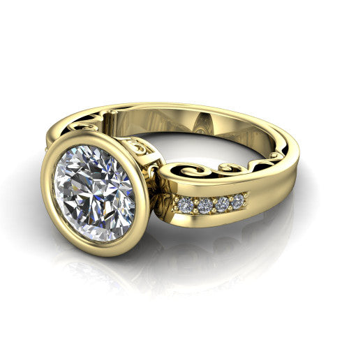 Arya Round Shape Solitaire Engagement Ring in 18K Yellow Gold