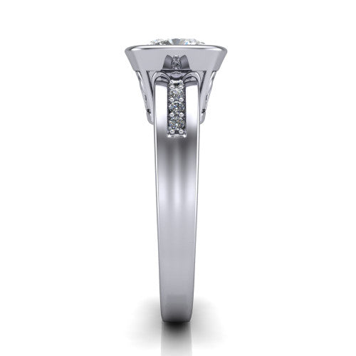 Arya Cushion Shape Solitaire Engagement Ring in 14K White Gold