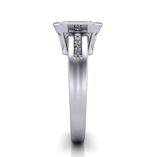 Arya Emerald Shape Solitaire Engagement Ring in Platinum