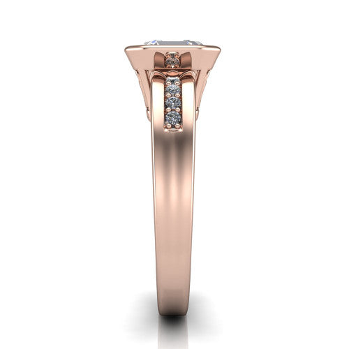 Arya Square Emerald Shape Solitaire Engagement Ring in 14K Rose Gold