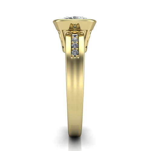 Arya Cushion Shape Solitaire Engagement Ring in 14K Yellow Gold