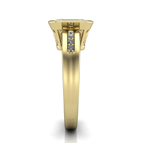 Arya Emerald Shape Solitaire Engagement Ring in 14K Yellow Gold