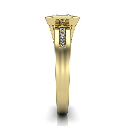 Arya Square Emerald Shape Solitaire Engagement Ring in 14K Yellow Gold