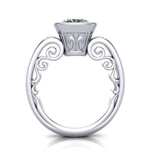 Arya Cushion Shape Solitaire Engagement Ring in 18K White Gold