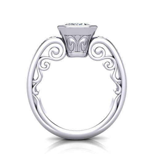 Arya Emerald Shape Solitaire Engagement Ring in 14K White Gold