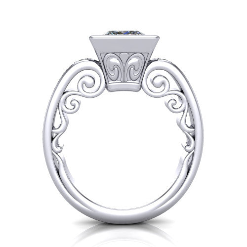 Arya Princess Shape Solitaire Engagement Ring in 14K White Gold