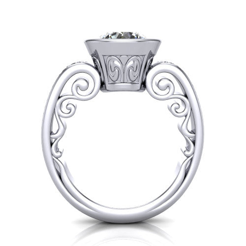 Arya Round Shape Solitaire Engagement Ring in 18K White Gold