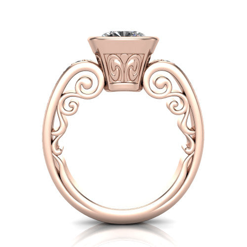 Arya Cushion Shape Solitaire Engagement Ring in 14K Rose Gold