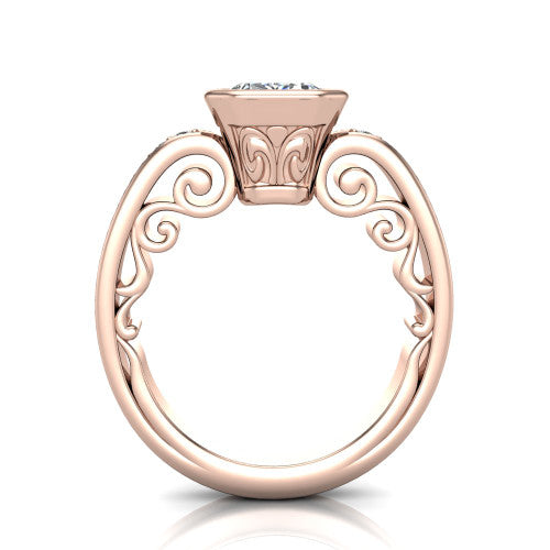 Arya Emerald Shape Solitaire Engagement Ring in 14K Rose Gold