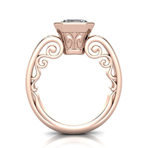 Arya Square Emerald Shape Solitaire Engagement Ring in 18K Rose Gold