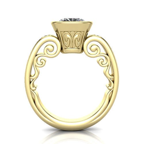 Arya Cushion Shape Solitaire Engagement Ring in 14K Yellow Gold