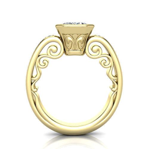 Arya Emerald Shape Solitaire Engagement Ring in 14K Yellow Gold