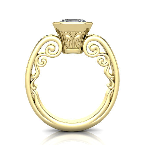 Arya Square Emerald Shape Solitaire Engagement Ring in 18K Yellow Gold