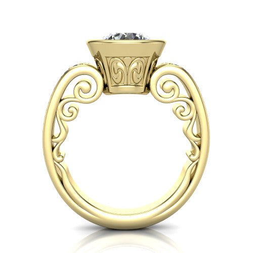 Arya Round Shape Solitaire Engagement Ring in 14K Yellow Gold
