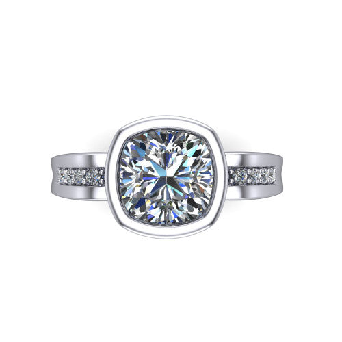 Arya Cushion Shape Solitaire Engagement Ring in 14K White Gold