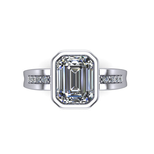 Arya Emerald Shape Solitaire Engagement Ring in 18K White Gold