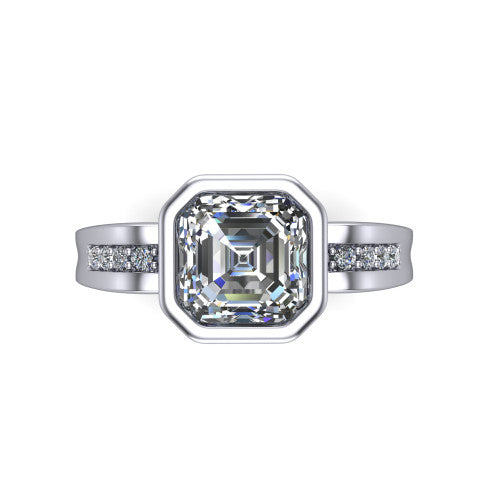 Arya Square Emerald Shape Solitaire Engagement Ring in 14K White Gold