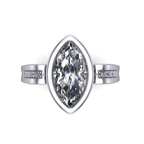 Arya Marquise Shape Solitaire Engagement Ring in 18K White Gold