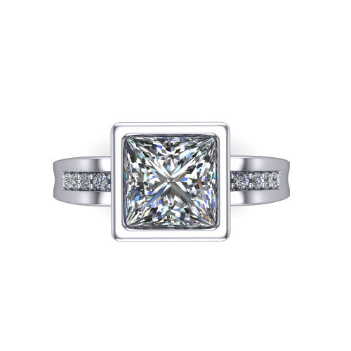 Arya Princess Shape Solitaire Engagement Ring in 18K White Gold