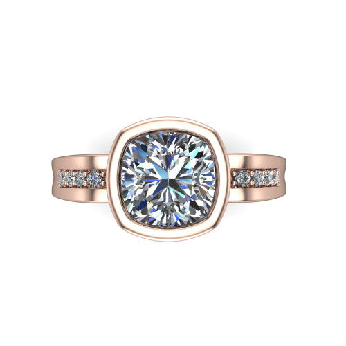 Arya Cushion Shape Solitaire Engagement Ring in 18K Rose Gold