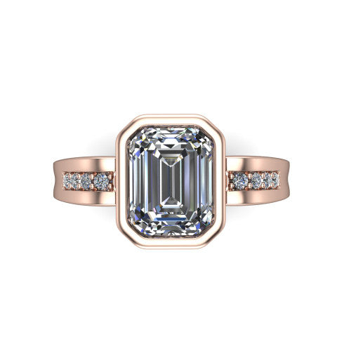 Arya Emerald Shape Solitaire Engagement Ring in 14K Rose Gold