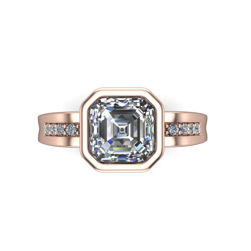 Arya Square Emerald Shape Solitaire Engagement Ring in 14K Rose Gold